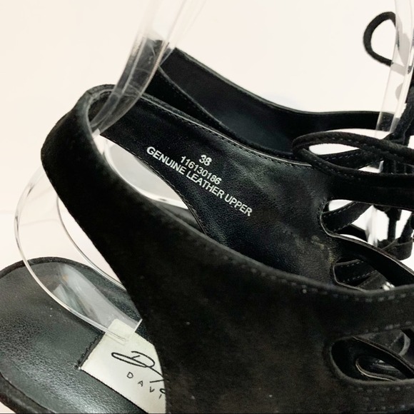 David Dixon Black Velvet Tie Up Front Cage Heel Women’s Size 7 - Picture 7 of 13